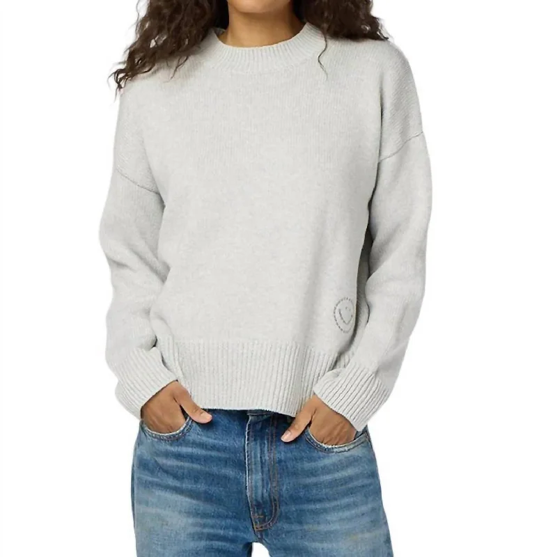 Women's Fleece A-Line Pullovers-Benton Best Day Ever Sweater In Silver Fox