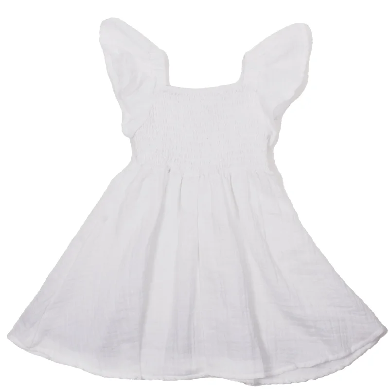 White Smocked Cover Up Dress