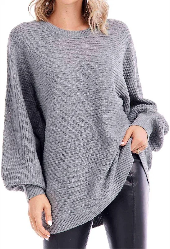 Women's Textured Denim Pullovers-Levi Sweater In Grey