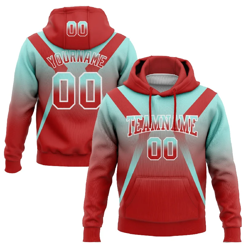 Women's Urban Hoodies-Custom Stitched Ice Blue Red-White Fade Fashion Arrow Sports Pullover Sweatshirt Hoodie