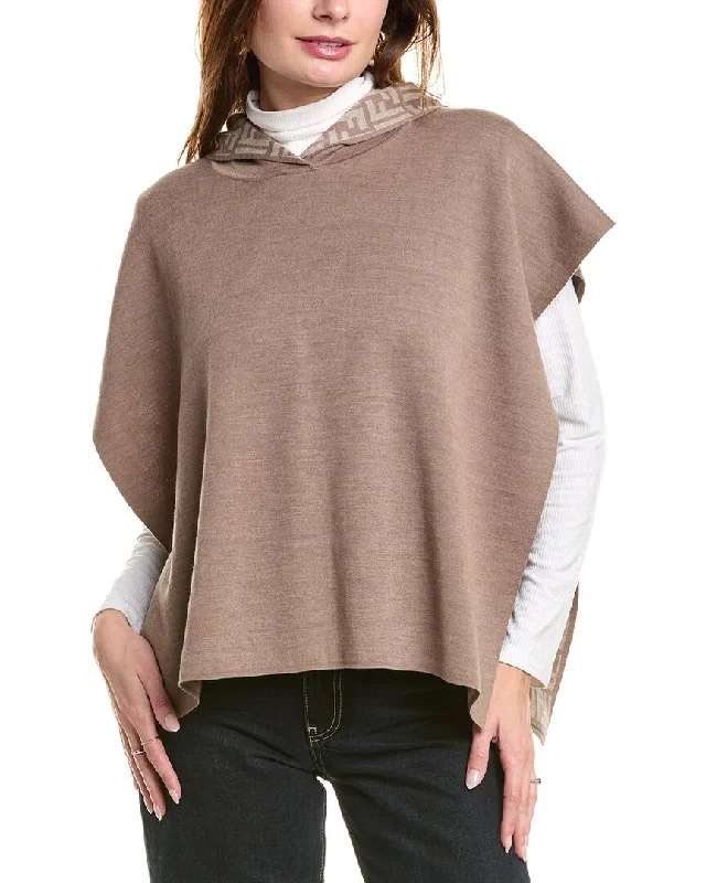 Women's Insulated Floral Pullovers-FENDI Wool-Blend Poncho