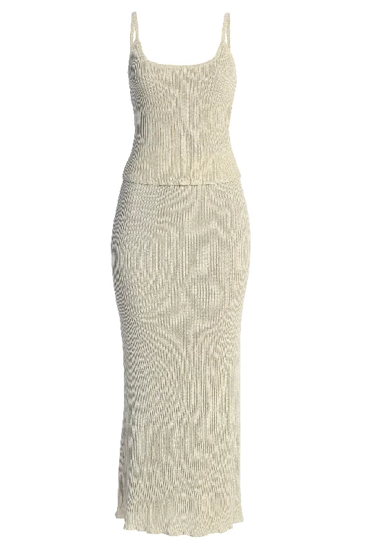 Champagne Serena Ribbed Skirt Set