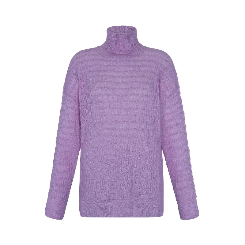 Women's Shimmer Ruffle Pullovers-Nuna Sweater In Lavender