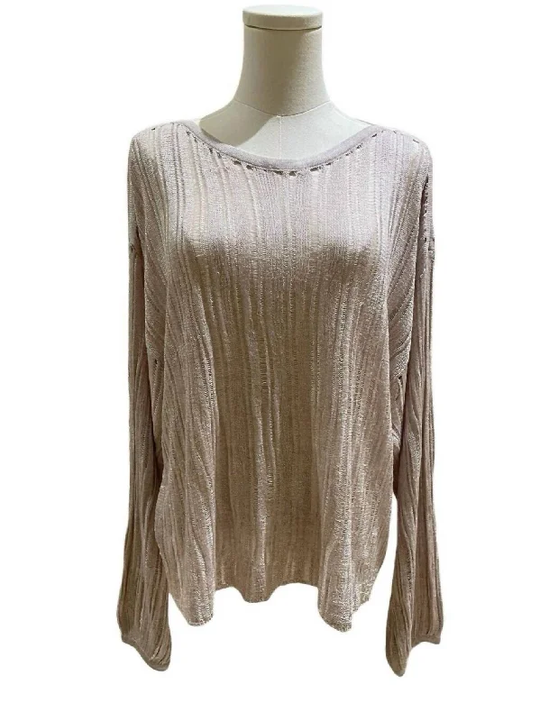 Women's Thermal Pencil Pullovers-Women's Open Knit Lightweight Pullover Sweater In Dusty Pink