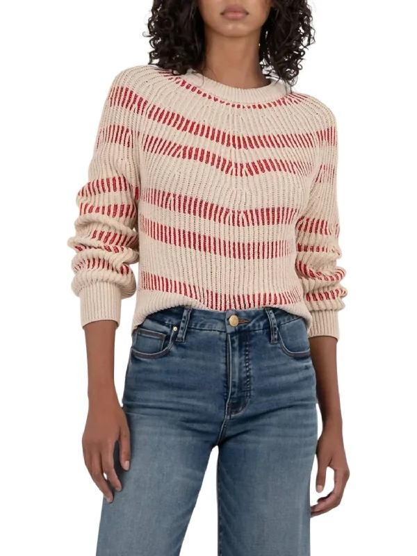 Women's Textured Pencil Pullovers-Reagan Sweater In Taupe