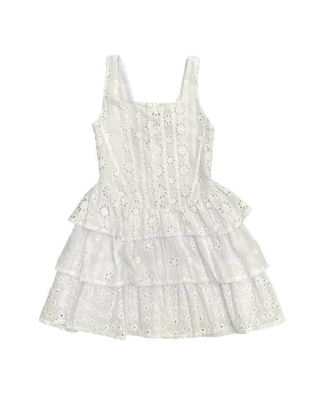 White Eyelet Tank Tiered Dress