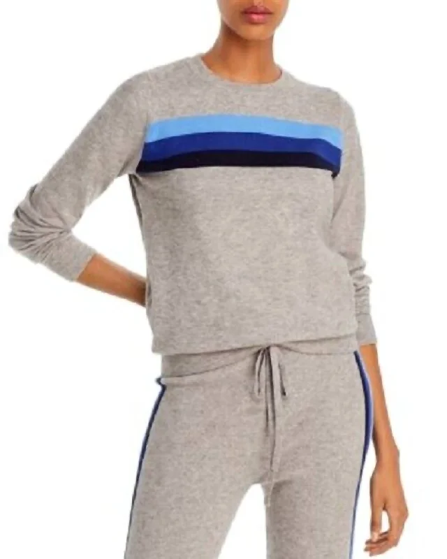 Women's Shimmer A-Line Pullovers-X Madeleine Thompson Striped Crewneck Sweater In Gray