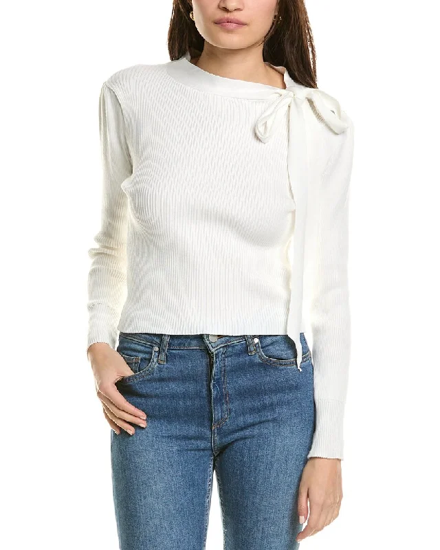 Women's Oversized Pullovers-Madison Miles Tie Neck Pullover