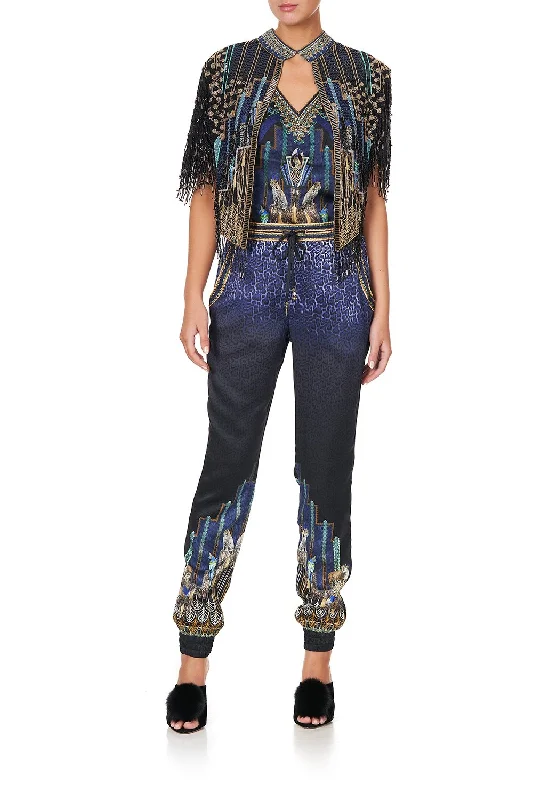 Women's Snake Print Jackets-BEADED GILET DRIPPING IN DECO