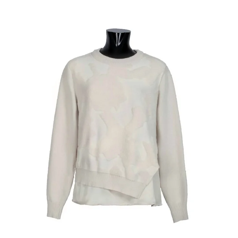 Women's Party Pullovers-Women's Asymmetric Pullover Sweater In Ecru