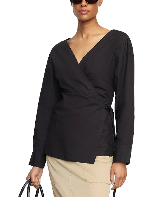 Women's Formal Pullovers-Modern Citizen Noomi V-Neck Wrap Top