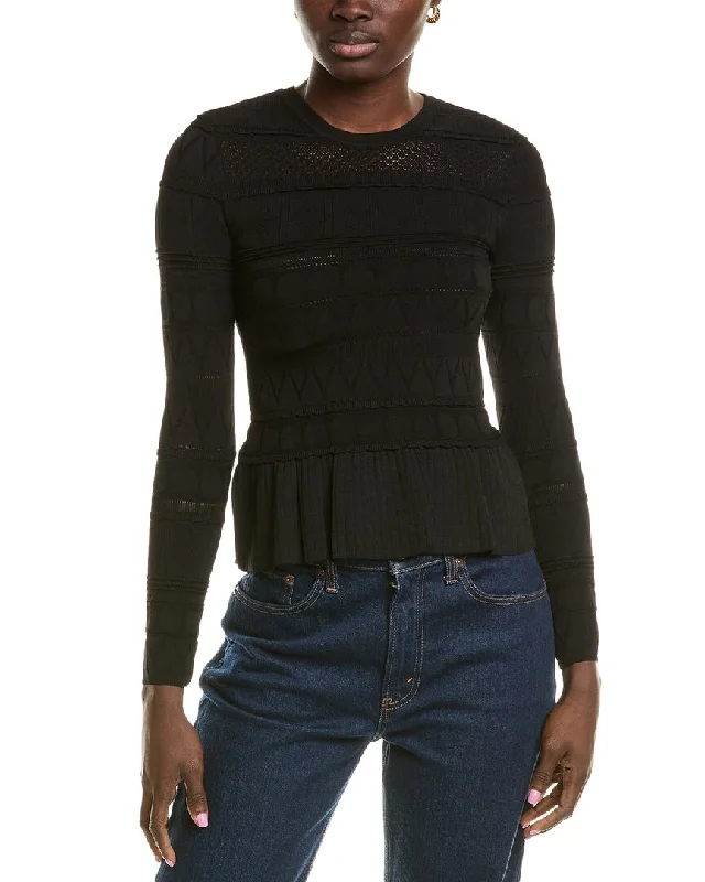 Women's Button Pullovers-Milly Ruffle Sweater