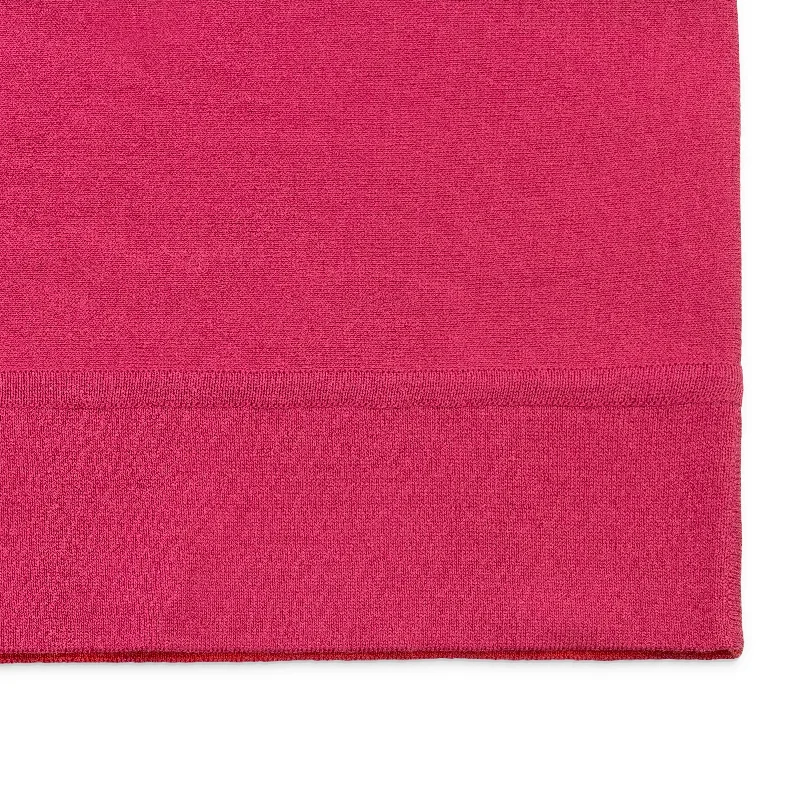 Women's Zip-Up Pleated Pullovers-BATEAU NECKLINE FUCHSIA BLOUSE