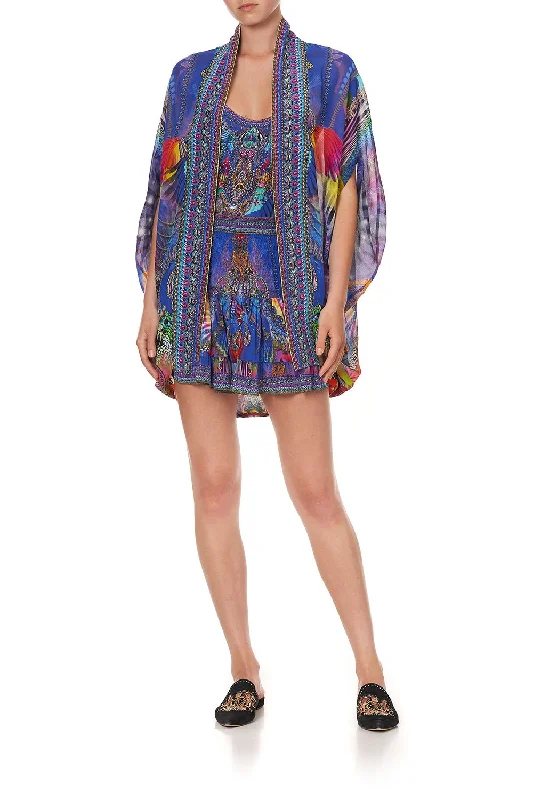 Women's Abstract Print Jackets-OPEN FRONT CARDI CAPE PSYCHEDELICA