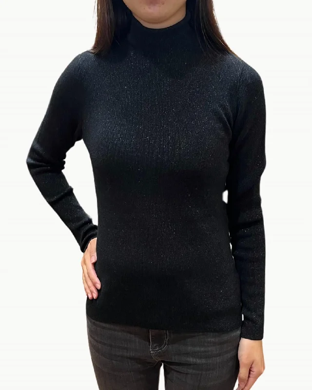 Women's Fringe A-Line Pullovers-Myure Knit Pullover Sweater In Black