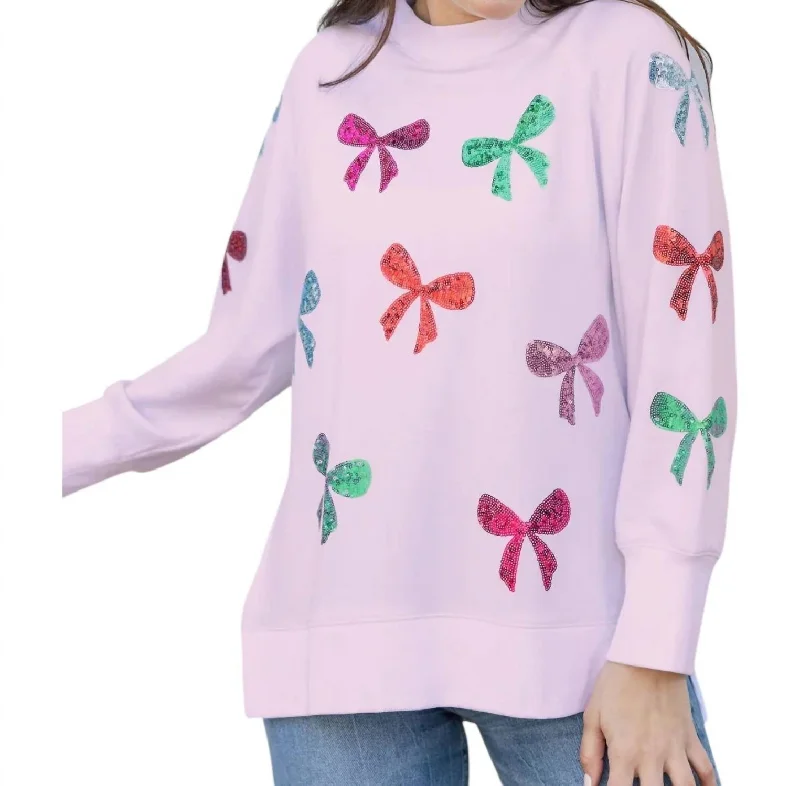 Women's Solid Color Pullovers-Katie Sweatshirt In Bows