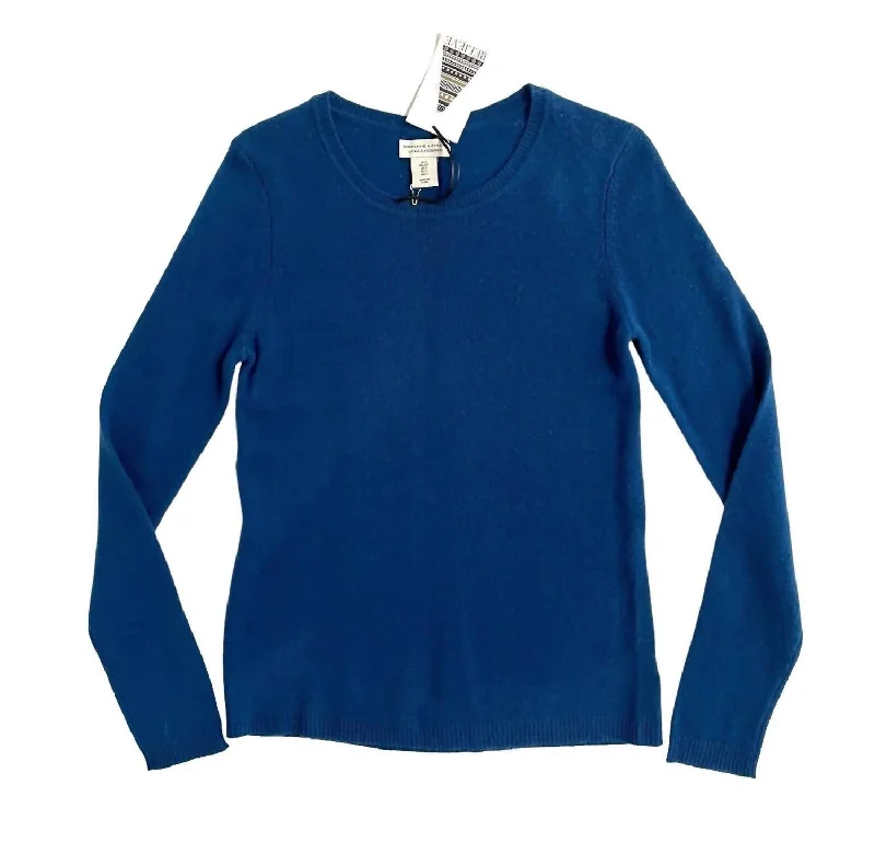 Women's Comfortable Pullovers-Women's Cashmere Crewneck Sweater In Blue