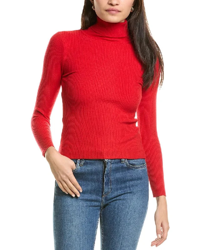 Women's High-Waisted Ruffle Pullovers-Madison Miles Turtleneck Sweater