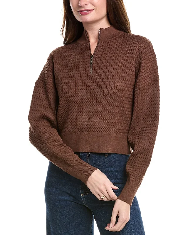 Women's Slim Fit Pullovers-POINT Cable 1/2-Zip Sweater