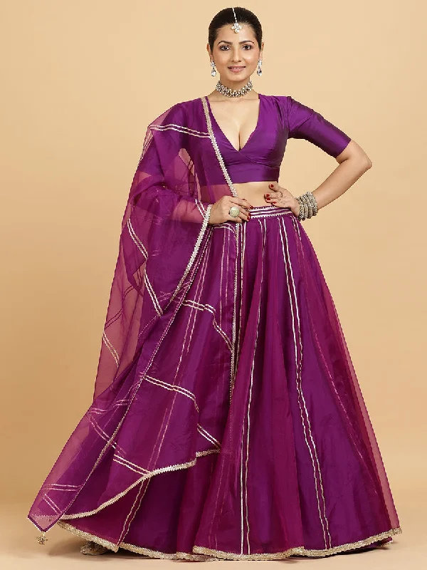 Heer Zeenat 4-Pc Lehenga Set x Tyohaar | Purple Lehenga, Purple Blouse with Falak Purple Dupatta and Cancan Skirt