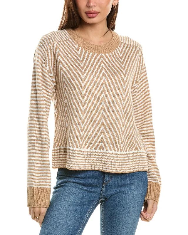 Women's Ribbed Pencil Pullovers-Bobeau Chevron Sweater