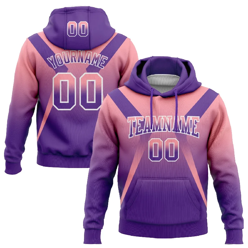 Women's Worn-In Hoodies-Custom Stitched Medium Pink Purple-White Fade Fashion Arrow Sports Pullover Sweatshirt Hoodie