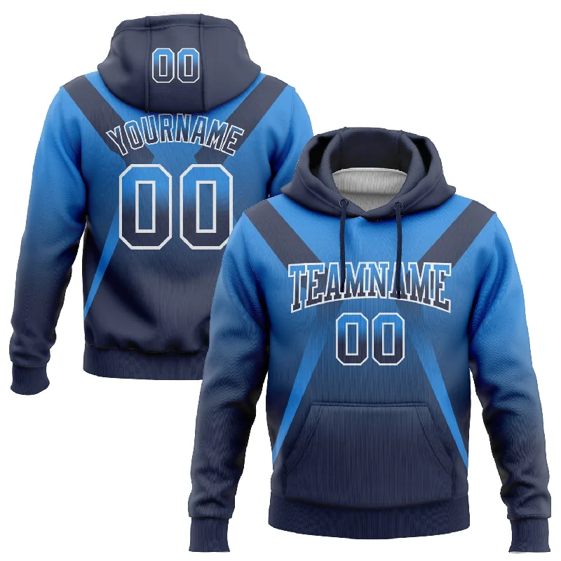 Women's Acid Wash Hoodies-Custom Stitched Powder Blue Navy-White Fade Fashion Arrow Sports Pullover Sweatshirt Hoodie