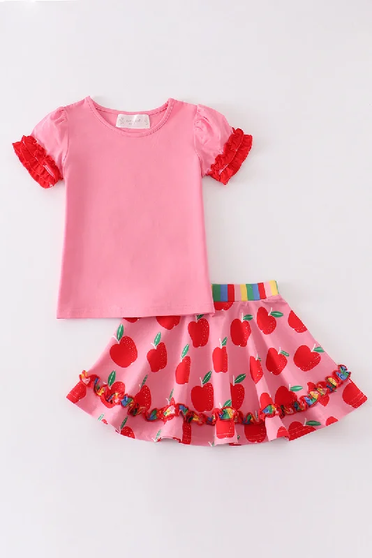 Platinum Apple print girl skirt set