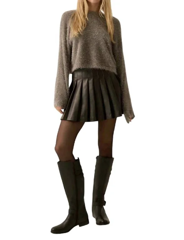 Women's Waterproof Pullovers-Winter Wonderland Metallic Fuzzy Knit Sweater In Charcoal