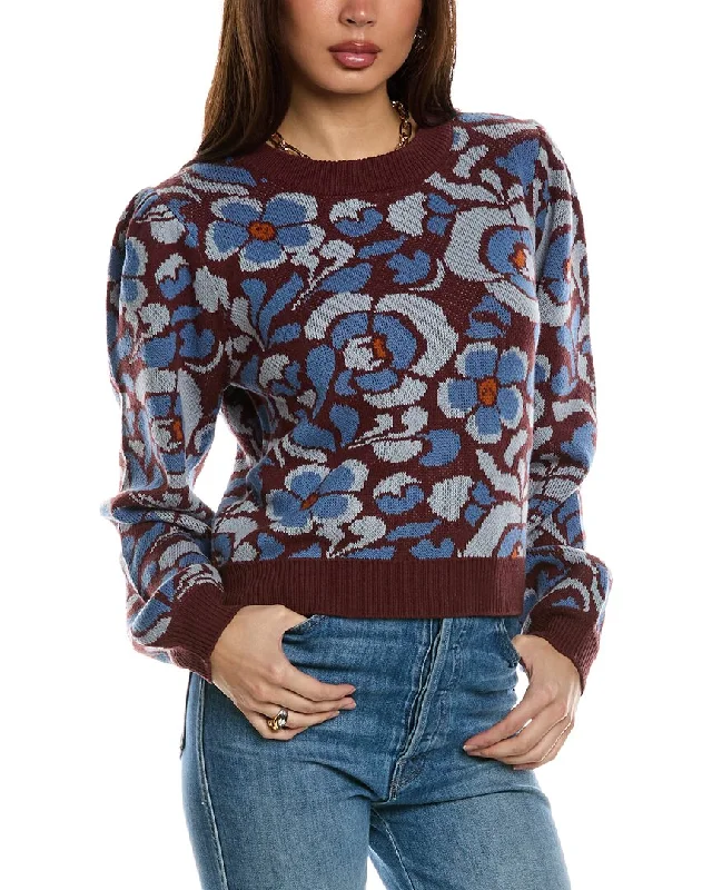 Women's Textured Floral Pullovers-Driftwood Felicia Sweater