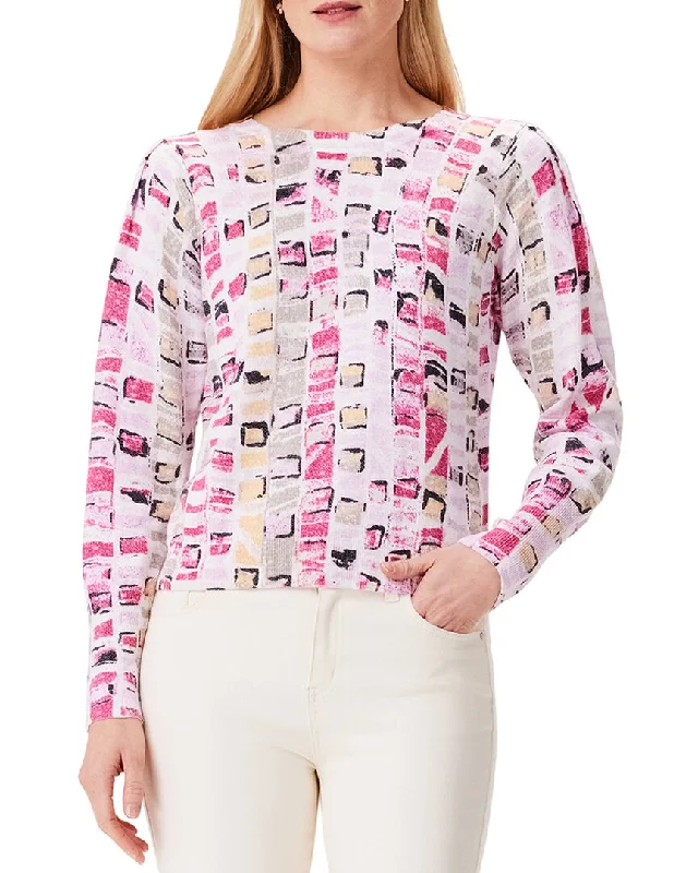 Women's Silk A-Line Pullovers-NIC+ZOE Geo Mosaic Sweater