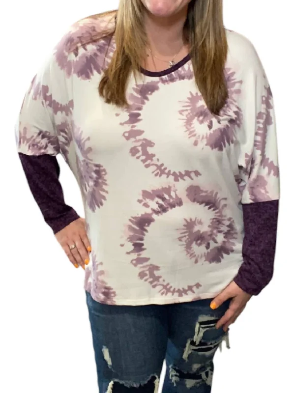 Women's Metallic Denim Pullovers-Swirl Dolman Sweater In Lavender