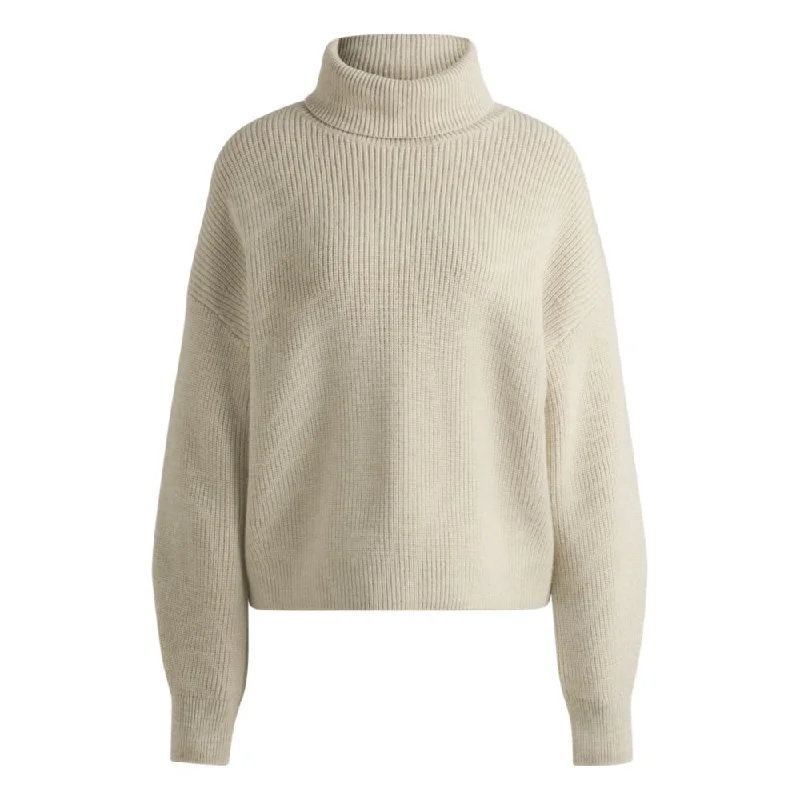 Women's Satin Pencil Pullovers-Ribbed rollneck sweater in wool