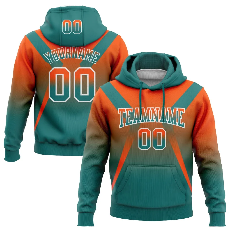 Women's Art Print Hoodies-Custom Stitched Orange Teal-White Fade Fashion Arrow Sports Pullover Sweatshirt Hoodie