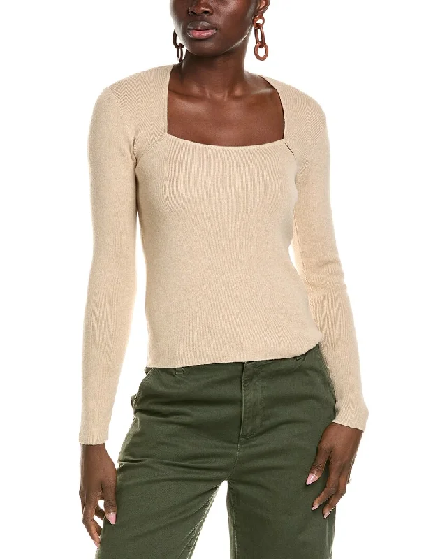 Women's Button-Front Pencil Pullovers-27 Miles Malibu womens  Square Neck Cashmere-Blend Pullover, xs, Brown