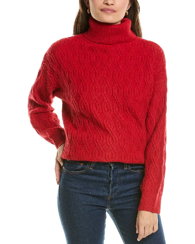 Women's Fleece Pleated Pullovers-Jones New York Twisted Cable Turtleneck Sweater