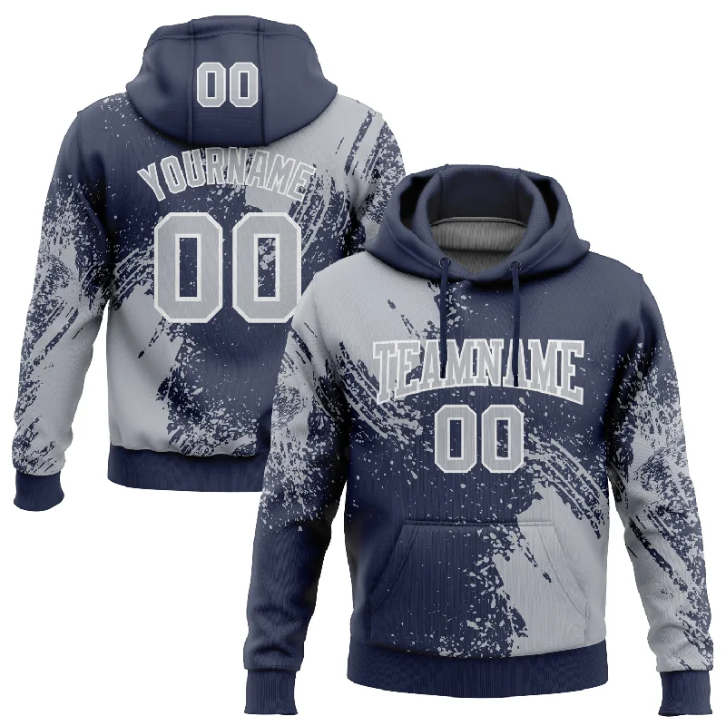 Women's Polka Dot Hoodies-Custom Stitched Navy Gray-White 3D Pattern Design Abstract Brush Stroke Sports Pullover Sweatshirt Hoodie