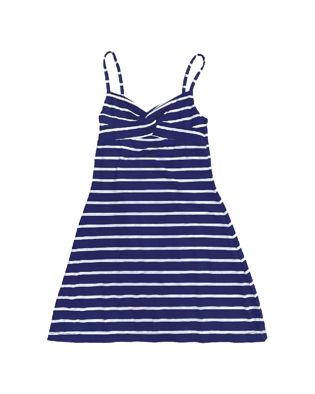 Navy White Stripe Twist Front Shift Dress