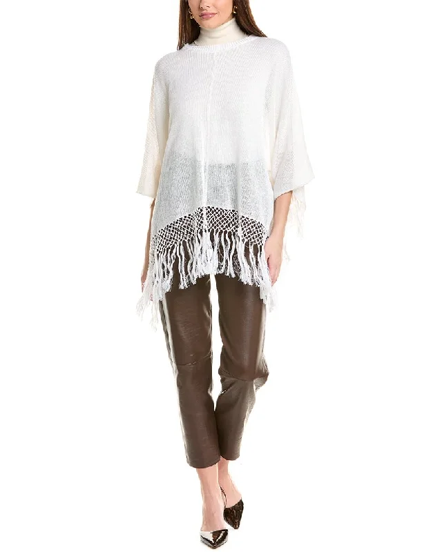 Women's Metallic Floral Pullovers-Brunello Cucinelli Linen & Wool-Blend Poncho