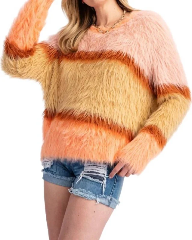 Women's Maxi Denim Pullovers-Tellie Mohair Sweater In Peach