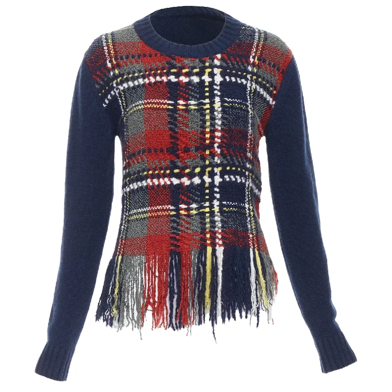 Women's Travel Pullovers-Dior plaid tartan cashmere silk sweater