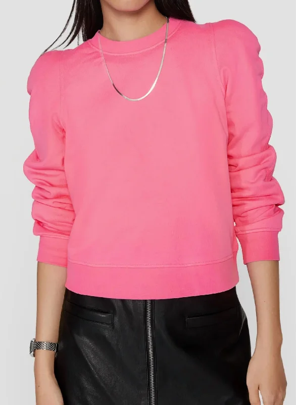 Women's Stretch Pullovers-Jade Sculpted Sweatshirt In Bubblegum