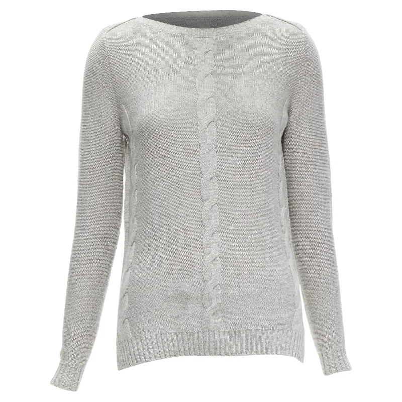 Women's Striped Pullovers-Loro Piana baby cashmere grey sweater