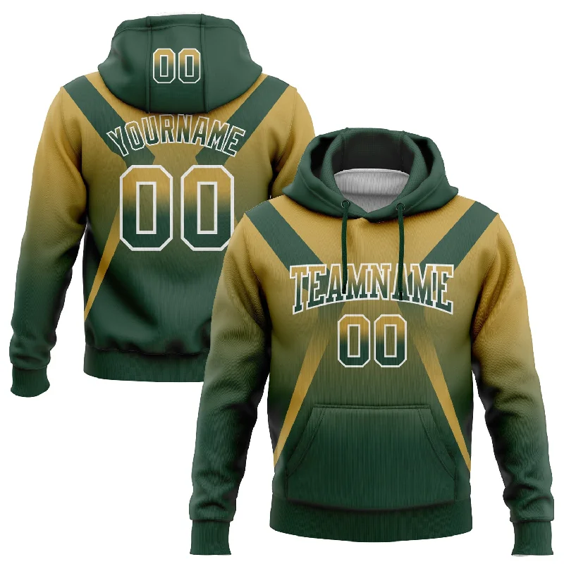 Women's Tunic Hoodies-Custom Stitched Old Gold Green-White Fade Fashion Arrow Sports Pullover Sweatshirt Hoodie