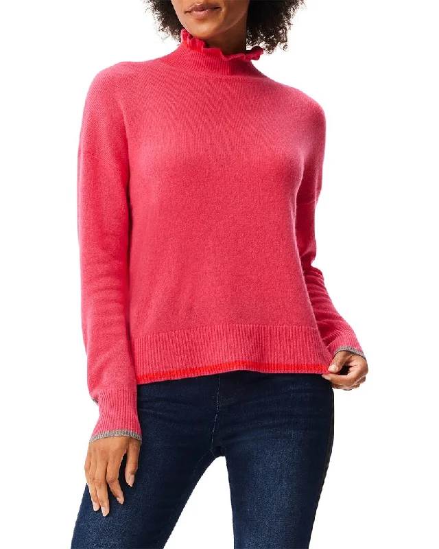 Women's Beach Pullovers-NIC+ZOE Ruffled Up Cashmere Turtleneck Sweater