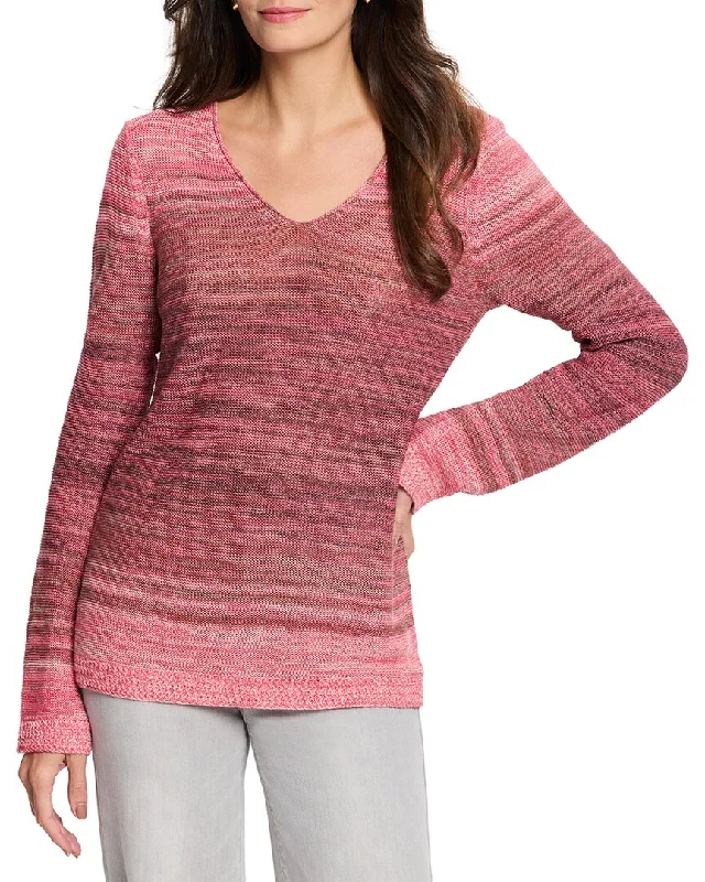 Women's Satin Pleated Pullovers-NIC & ZOE Hazy Shades Linen-Blend Sweater