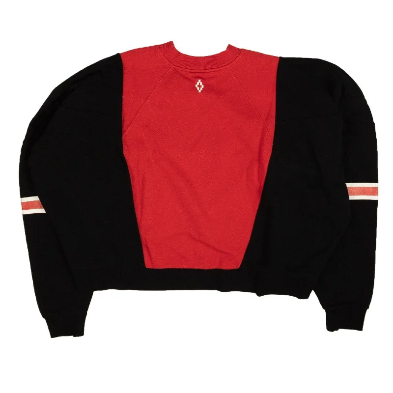 Women's Zip-Up A-Line Pullovers-Marcelo Burlon Block Color Over Crewneck - Black/Red