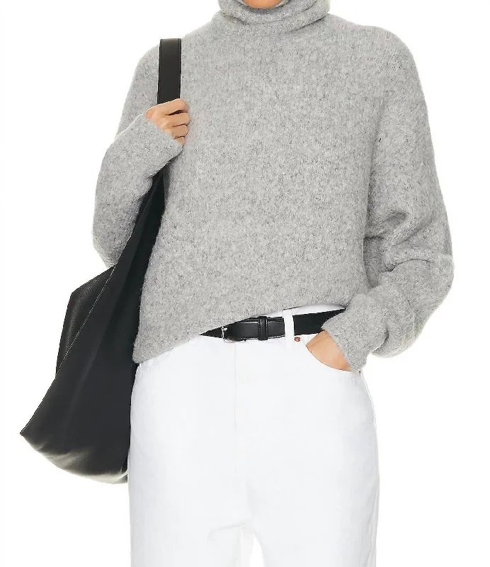 Women's Slit Pencil Pullovers-Sierra Sweater In Light Grey Melange