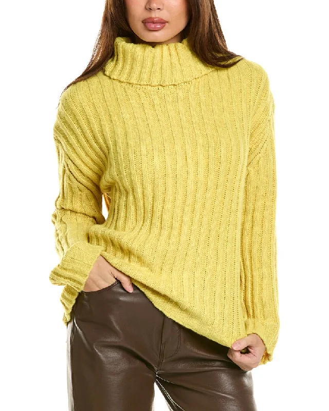 Women's Ribbed Floral Pullovers-Joseph A. Ribbed Turtleneck Sweater