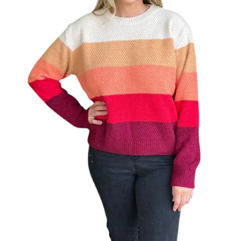 Women's Metallic Pencil Pullovers-Mountain View Sweater In Orange